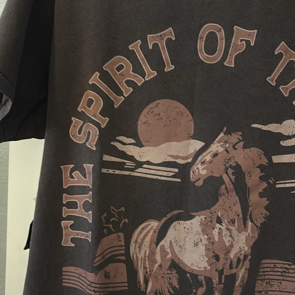 SHYANNE WM brown SHORT SLEEVE horse GRAPHIC BOYFRIEND TEE XXL plus-size - Picture 14 of 16